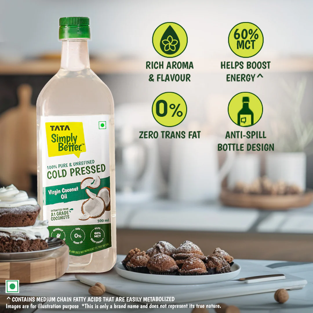 Tata Simply Better Virgin Coconut Oil 500 ml | 100% Pure, Unrefined & Cold-pressed | Hexane-Free - Image 4