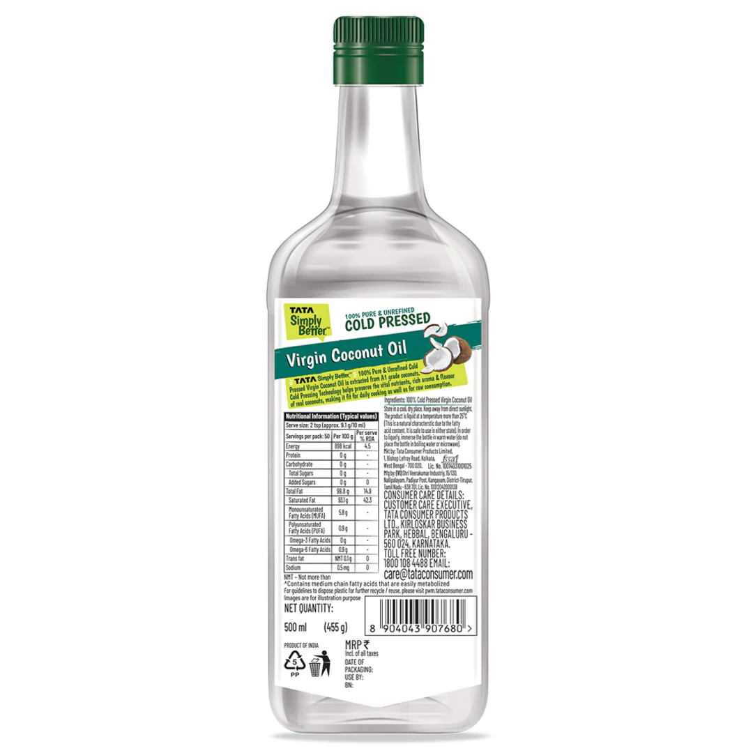 Tata Simply Better Virgin Coconut Oil 1L | 100% Pure, Unrefined & Cold-pressed | Hexane-Free - Image 23